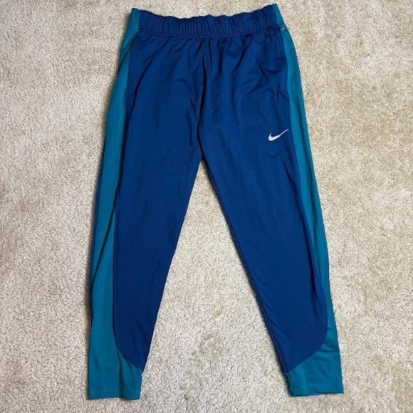 Nike Pants - Nike Therma-FIT Pants Women's L Blue Running‎ Jogger Colorblock Stretch Swoosh